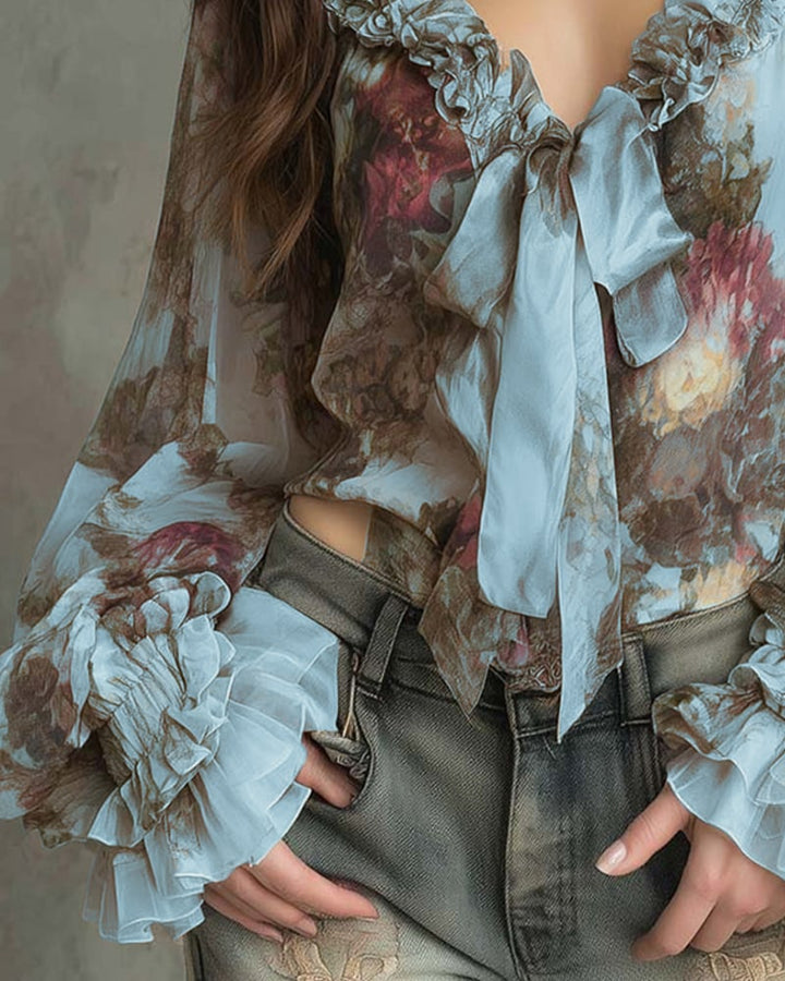 Blusa romantica Donna | Fiocco Frontale & Scollo a V Valorizzante