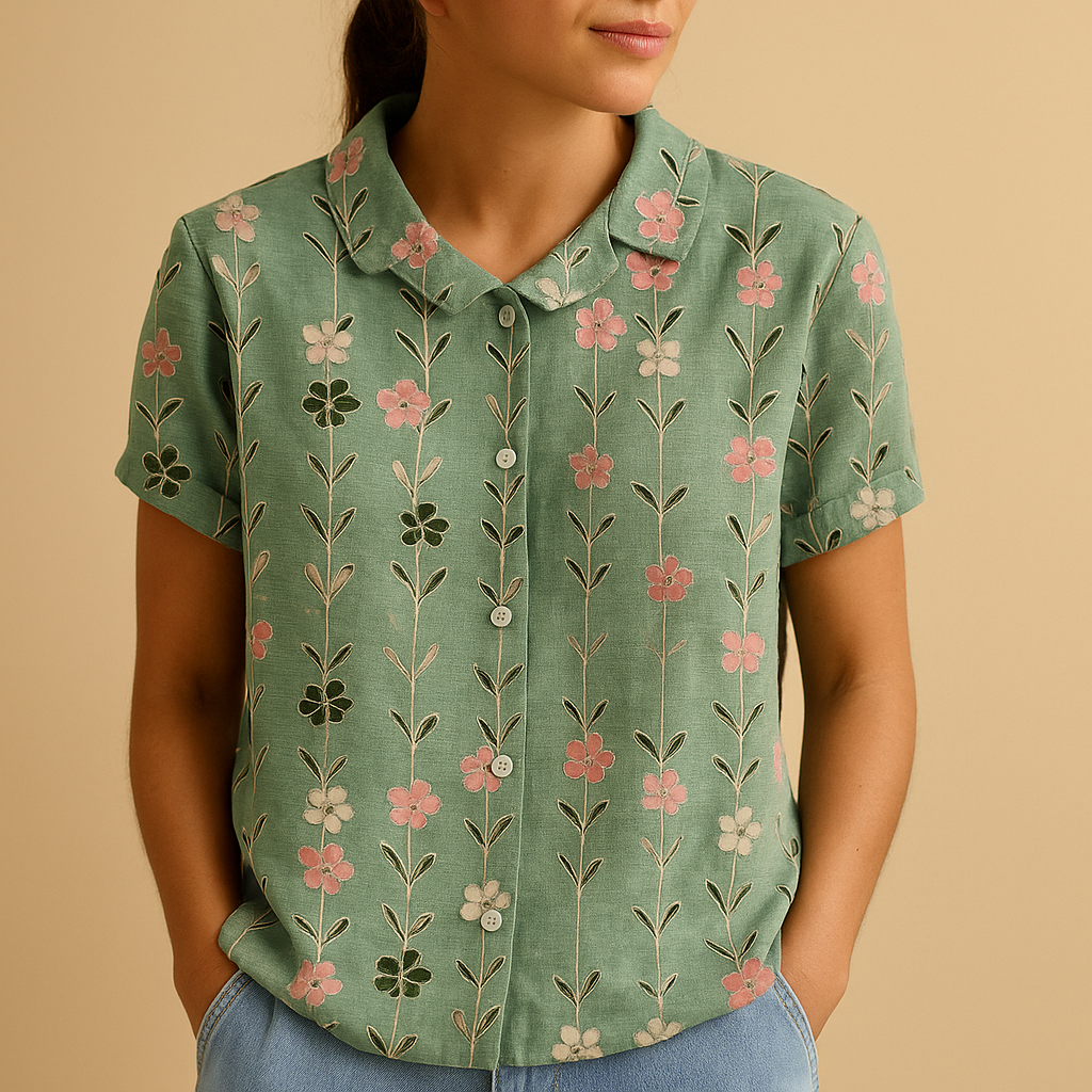Blusa leggera con stampa floreale e vestibilità ampia per donna | Fleur 3