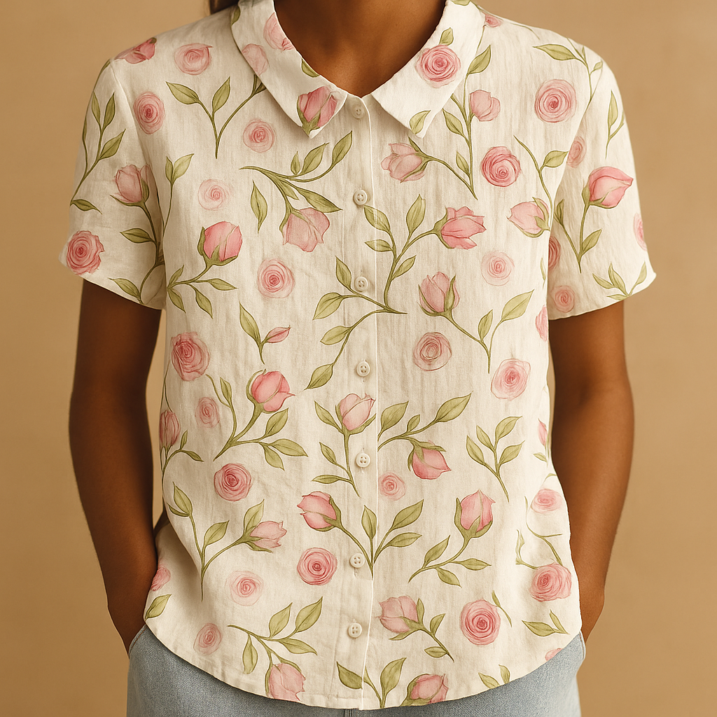 Blusa leggera con stampa floreale e vestibilità ampia per donna | Fleur 5