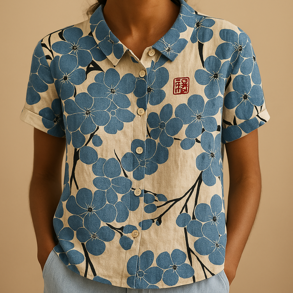 Blusa leggera con stampa floreale e vestibilità ampia per donna | Fleur 6