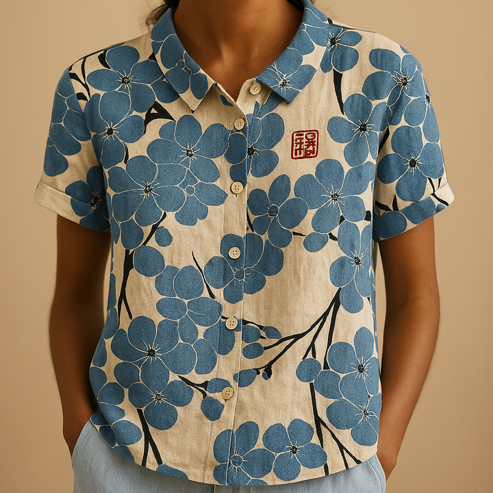 Blusa leggera con stampa floreale e vestibilità ampia per donna | Fleur 6