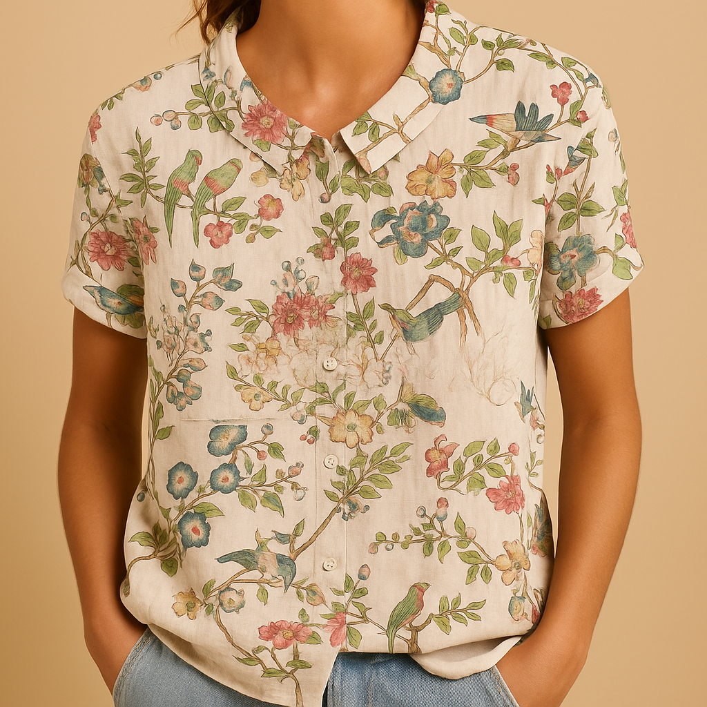 Blusa leggera con stampa floreale e vestibilità ampia per donna | Fleur 9