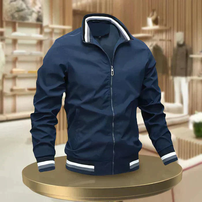 Bomber Giacca Uomo | Cerniera Integrale & Bordo a Righe Sportivo