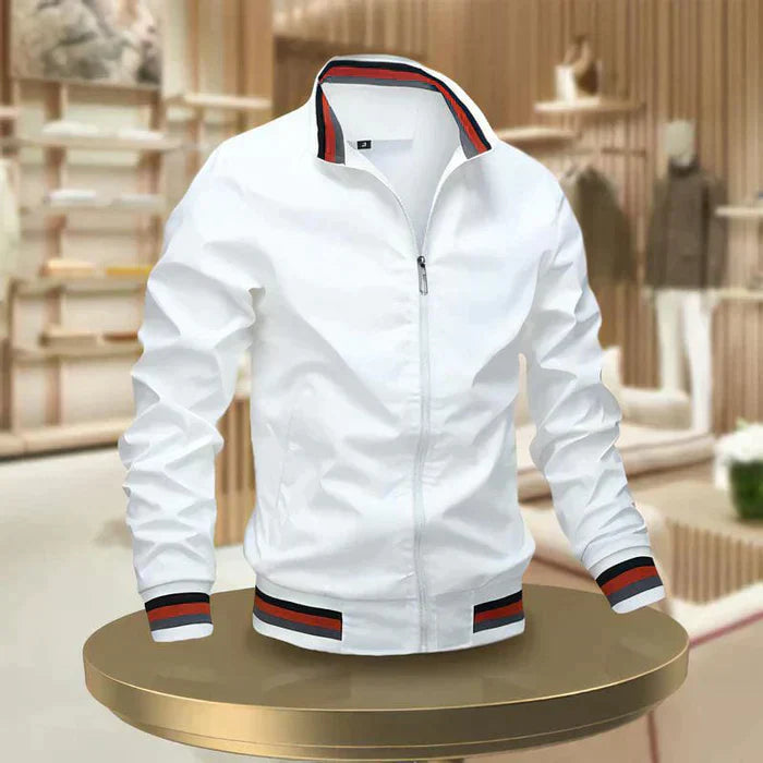 Bomber Uomo con Cerniera Integrale Bordo a Righe Sportivo - Vesarelli