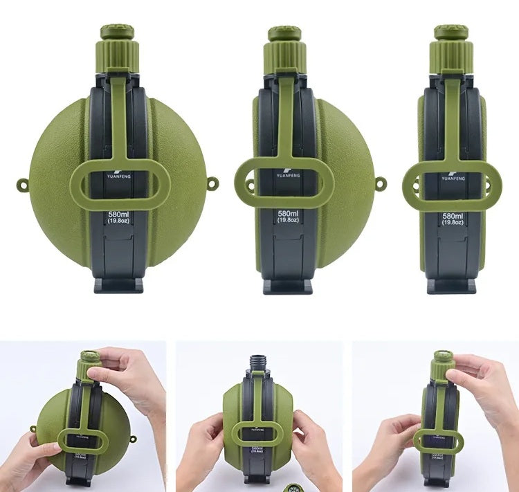 Borraccia pieghevole in silicone con bussola – Tazza di idratazione per campeggio all'aperto, escursionismo, pesca, picnic e viaggi ecosostenibili 2