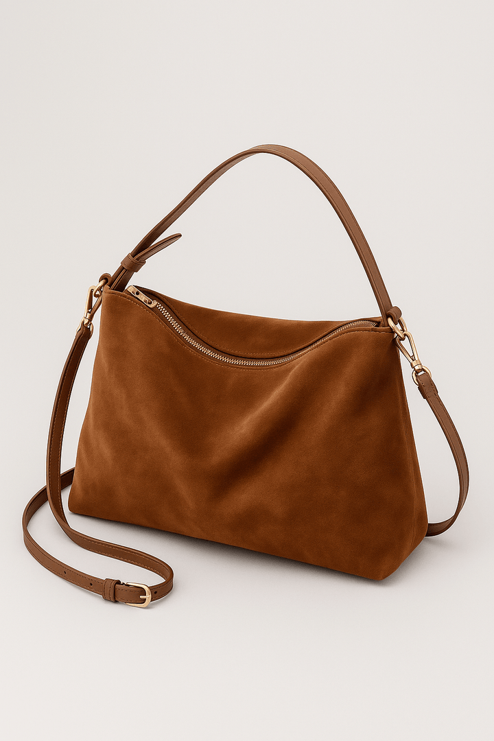 Borsa a Spalla Donna in Pelle Scamosciata Morbida - Vesarelli