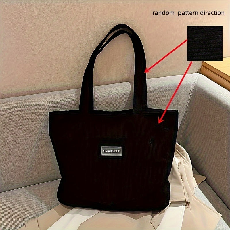 Borsa a mano da donna in velluto a coste elegante, versatile in pelle vegana 9