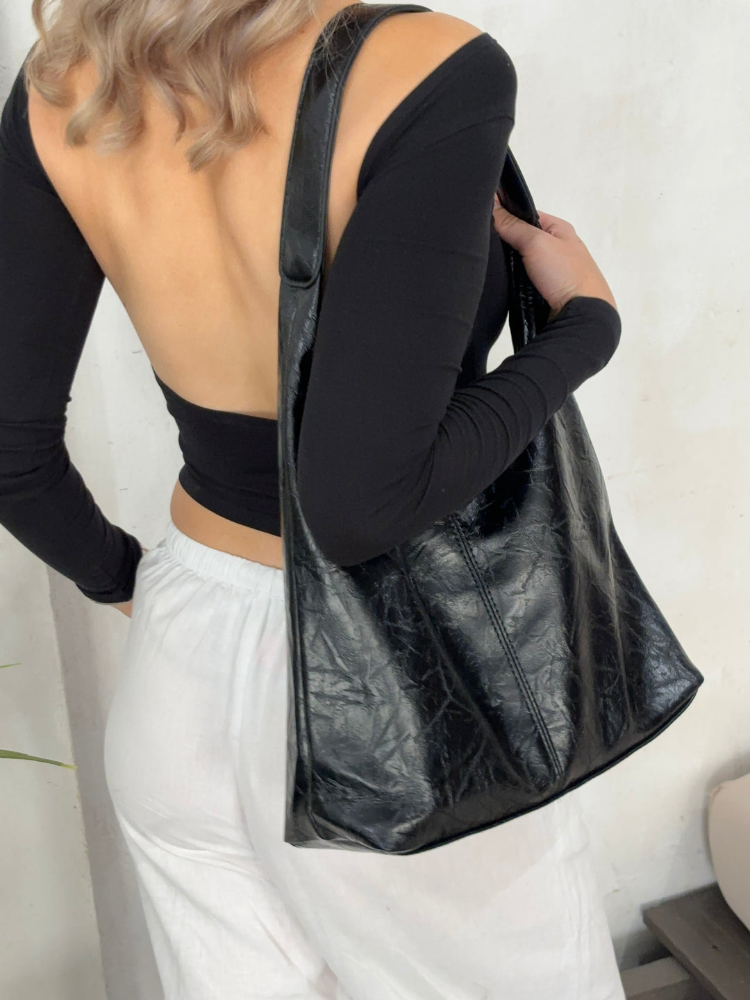 Borsa a mano pratica in pelle invecchiata da donna, resistente ed elegante 6