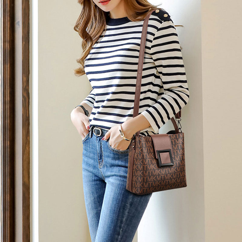 Borsa a secchiello elegante da donna, versatile, con rivestimento PU 2