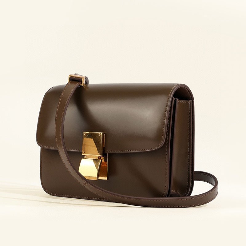 Borsa a tracolla classica da donna con patta in vera pelle 1