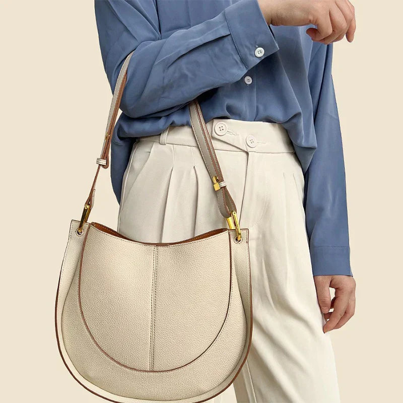 Borsa a tracolla rotonda elegante da donna in pelle elegante 2
