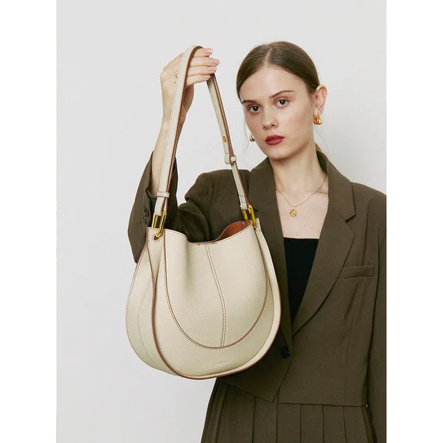 Borsa a tracolla rotonda elegante da donna in pelle elegante 4