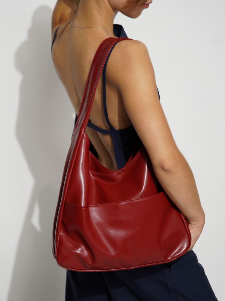Borsa a tracolla rotonda elegante da donna in pelle vegana 2