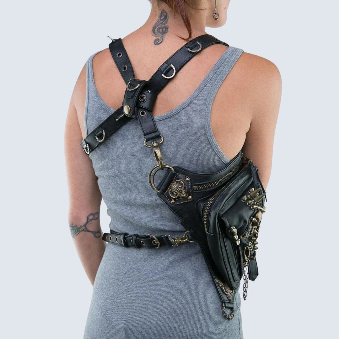 Borsa a tracolla unisex in stile gotico con motivo a teschio in tessuto resistente 2