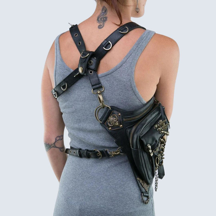 Borsa a tracolla unisex in stile gotico con motivo a teschio in tessuto resistente 2