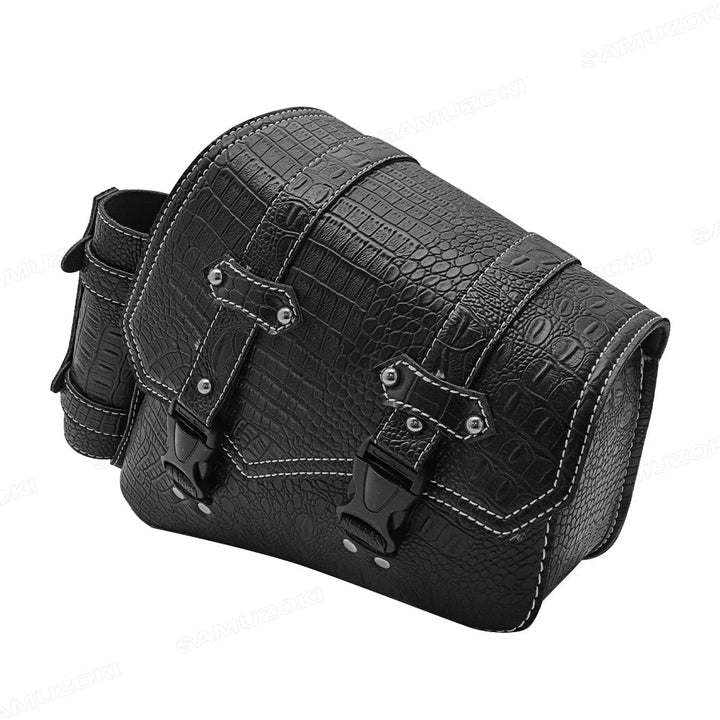 Borsa da sella universale per moto con motivo a coccodrillo – Borsa con fibbia in plastica nera per riporre oggetti sul lato sinistro/destro e organizzare gli attrezzi durante i viaggi 4