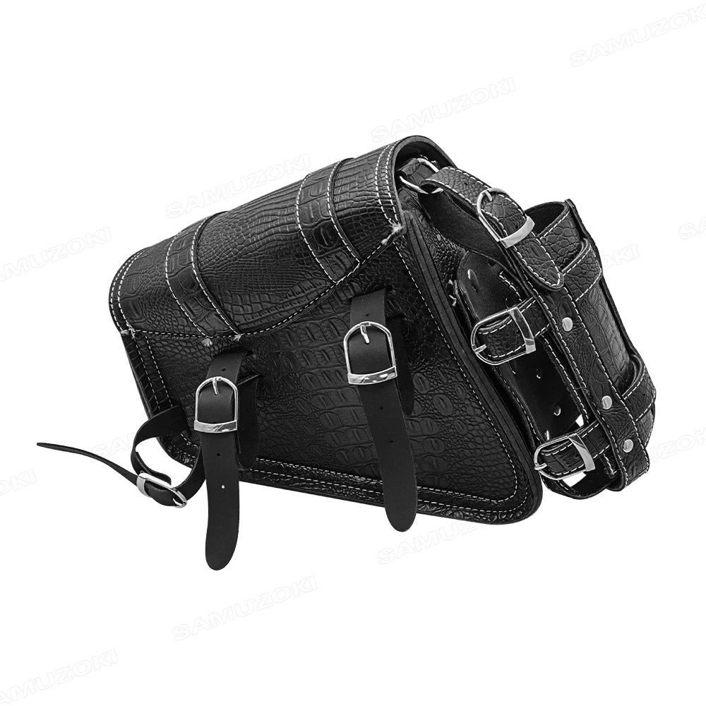 Borsa da sella universale per moto con motivo a coccodrillo – Borsa con fibbia in plastica nera per riporre oggetti sul lato sinistro/destro e organizzare gli attrezzi durante i viaggi 2