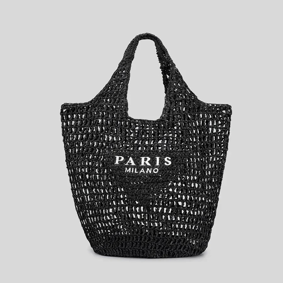 Borsa da spiaggia da donna intrecciata a mano, design elegante e resistente 1