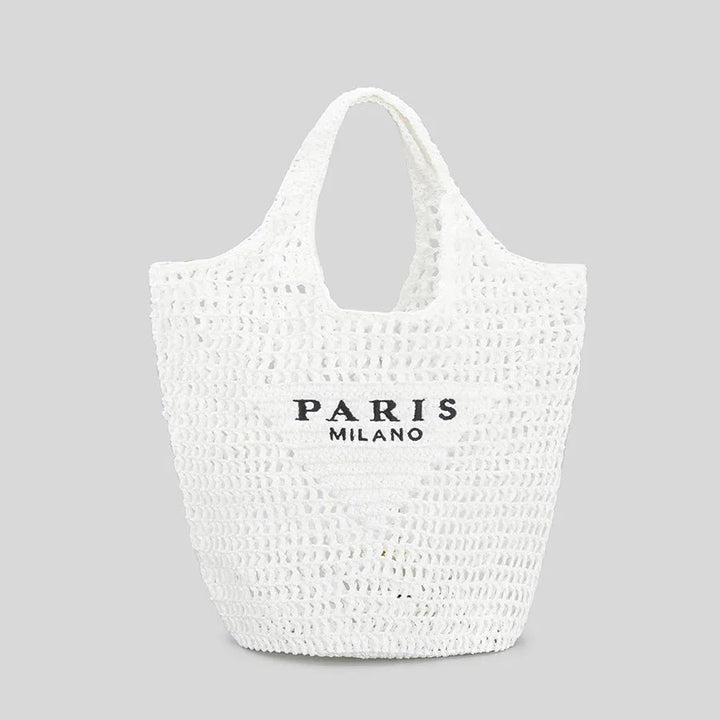 Borsa da spiaggia da donna intrecciata a mano, design elegante e resistente 4