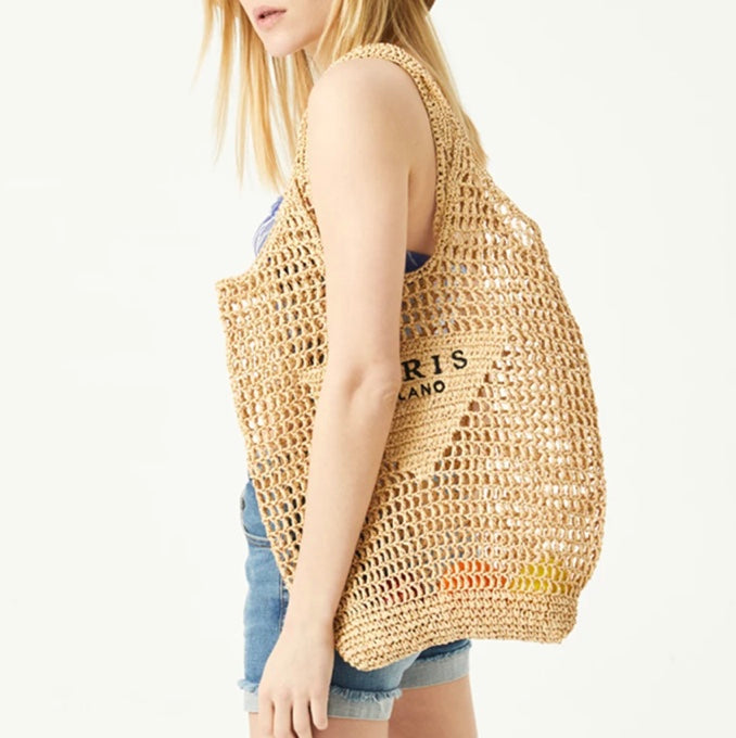 Borsa da spiaggia da donna intrecciata a mano, design elegante e resistente 5