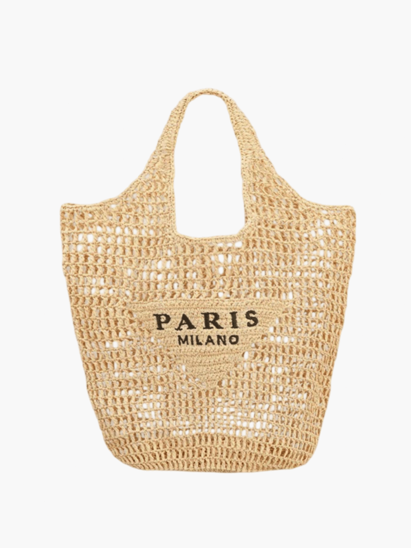 Borsa Spiaggia Donna in Paglia Fatta a Mano Stile Boho - Vesarelli