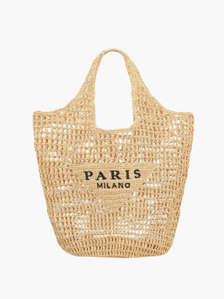 Borsa Spiaggia Donna in Paglia Fatta a Mano Stile Boho - Vesarelli