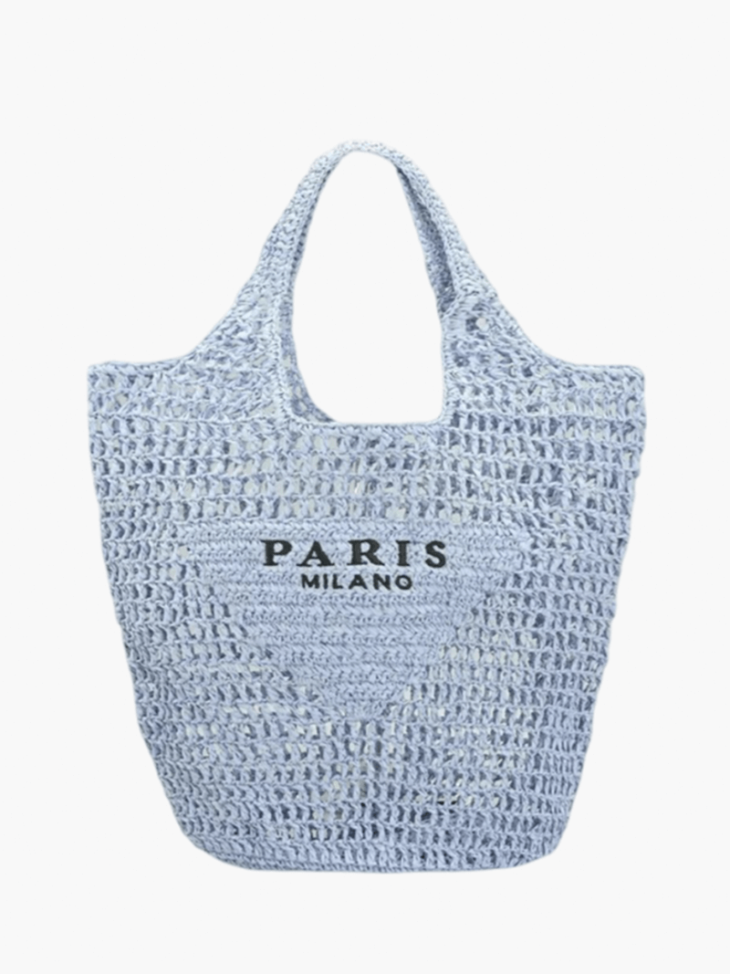 Borsa da spiaggia elegante da donna in paglia fatta a mano, design boho 4