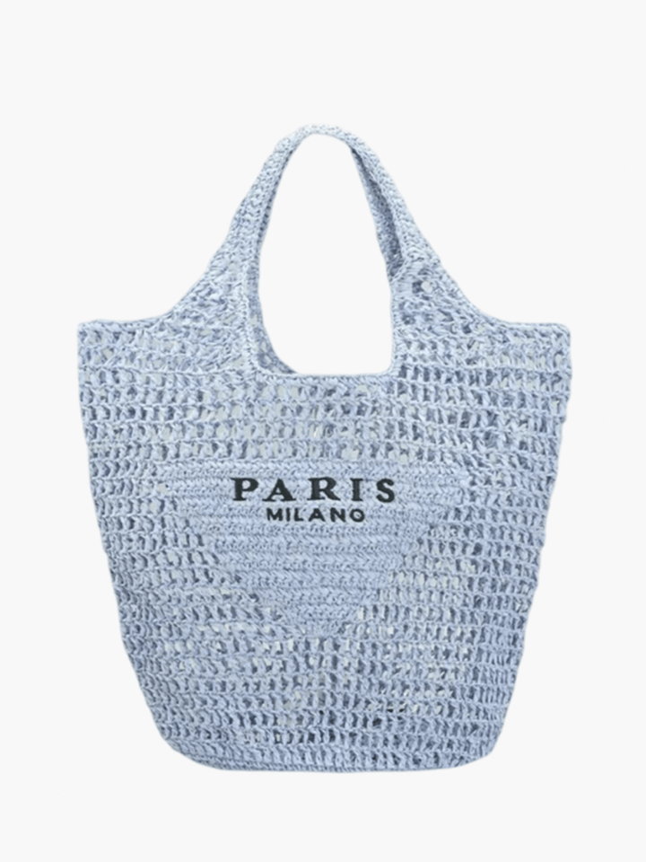 Borsa da spiaggia elegante da donna in paglia fatta a mano, design boho 4