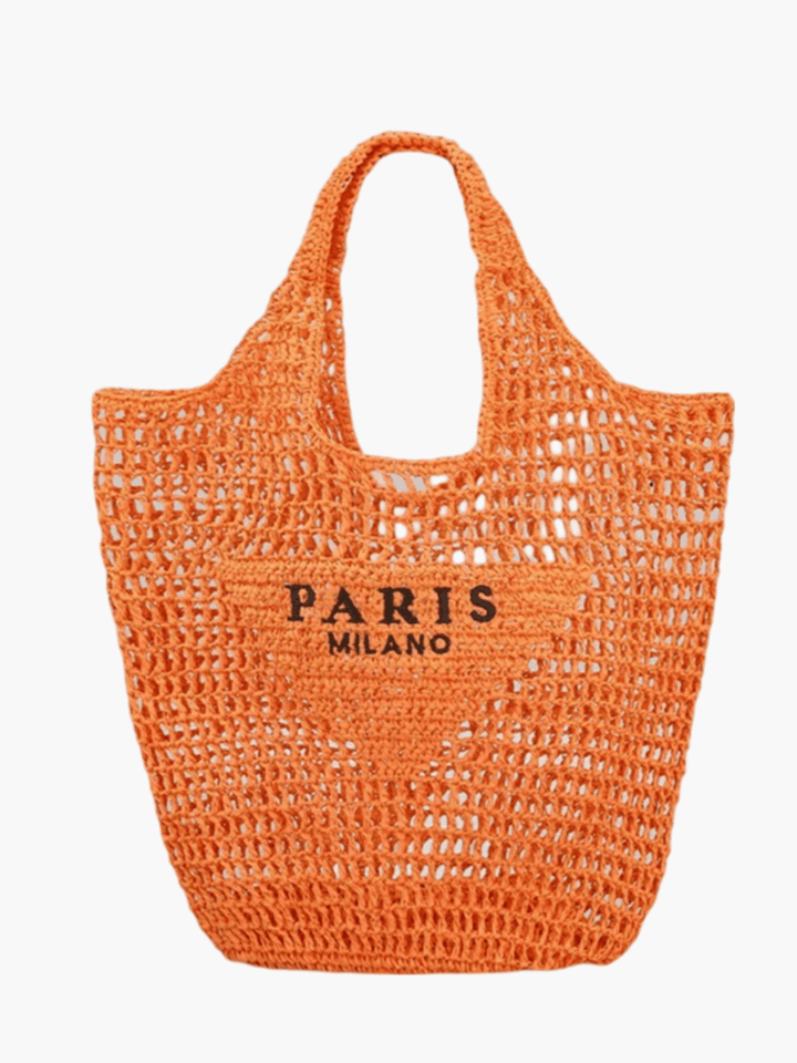 Borsa da spiaggia elegante da donna in paglia fatta a mano, design boho 5
