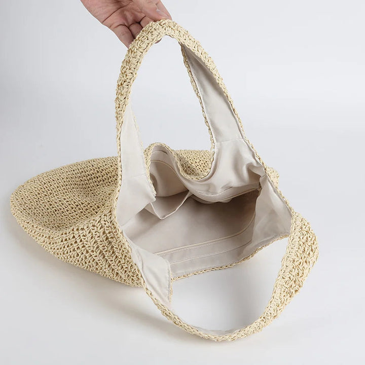 Borsa da spiaggia in paglia elegante da donna, grande capacità, in vimini 4