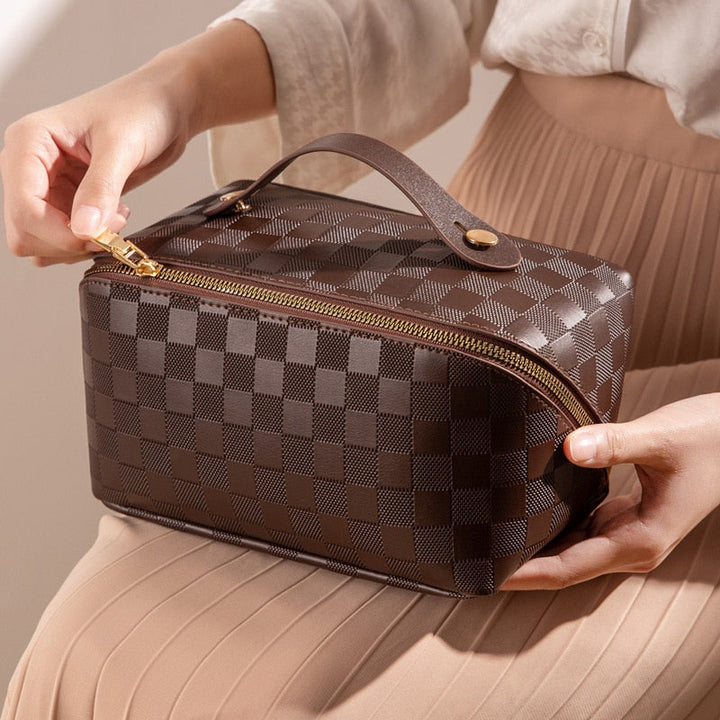 Borsa da viaggio per donna con elegante motivo a quadri, tessuto resistente 6