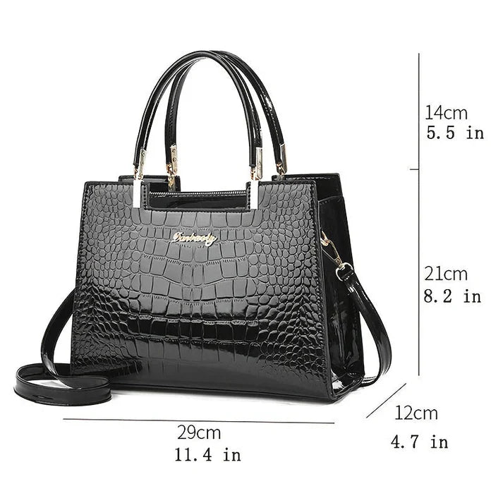 Borsa elegante da donna in vera pelle con finitura lucida 1