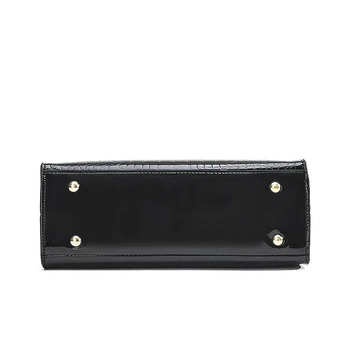 Borsa elegante da donna in vera pelle con finitura lucida 2