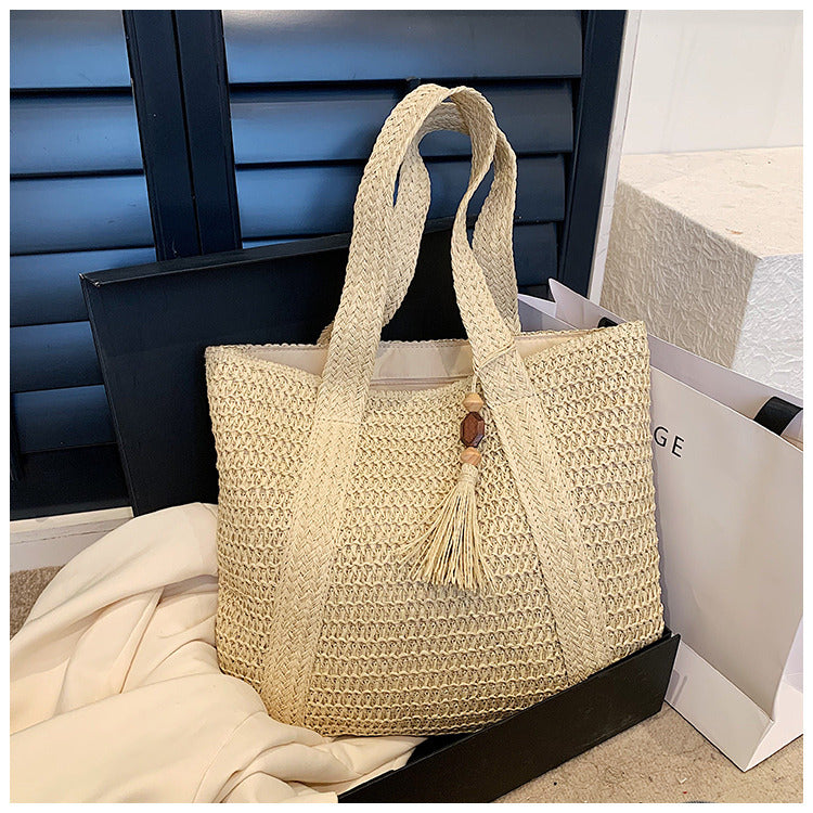 Borsa estiva casual in paglia da donna, design versatile e leggero 1