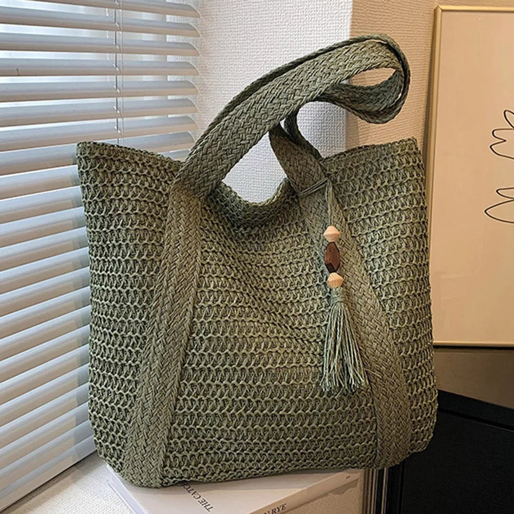 Borsa estiva casual in paglia da donna, design versatile e leggero 2