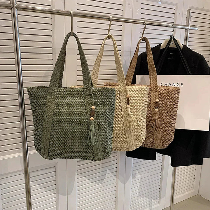 Borsa estiva casual in paglia da donna, design versatile e leggero 3