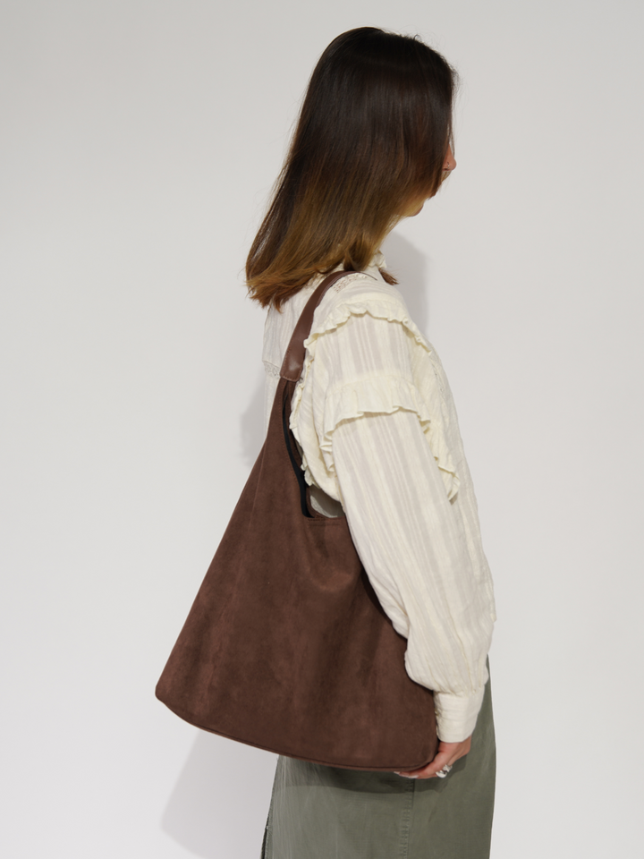 Borsa tote in pelle elegante da donna, versatile, scamosciata 2