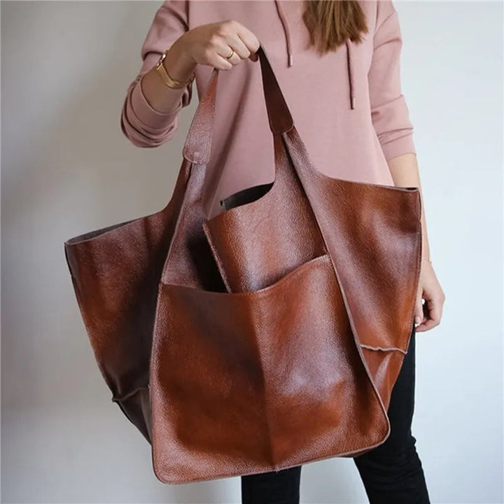 Borsa tote in pelle spaziosa da donna, design elegante, vera pelle 1