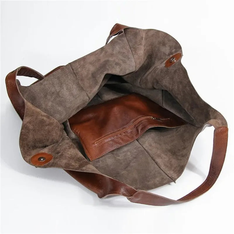 Borsa tote in pelle spaziosa da donna, design elegante, vera pelle 3