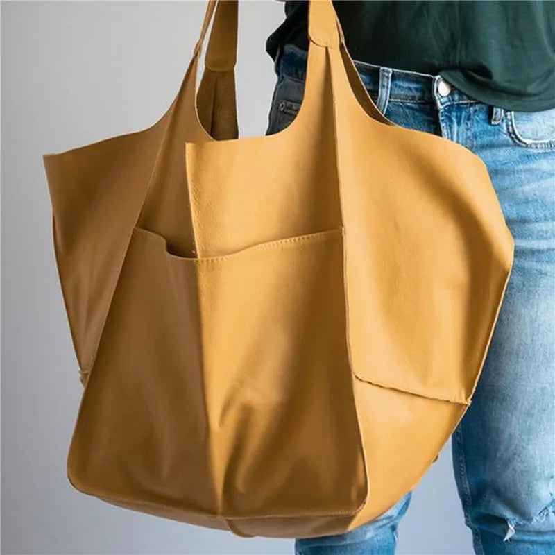 Borsa tote in pelle spaziosa da donna, design elegante, vera pelle 9