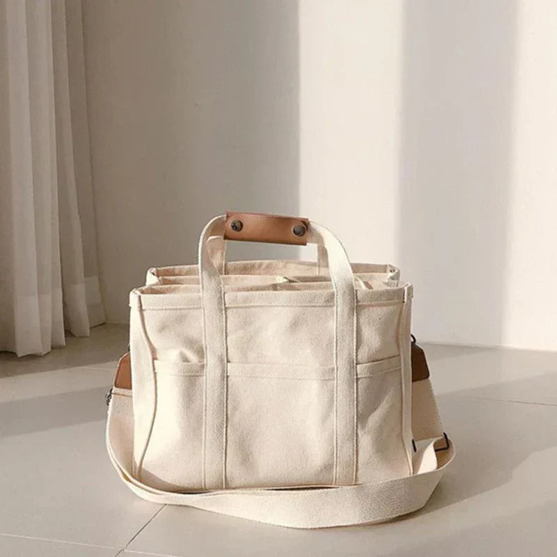Borsa tote multifunzionale da donna in tela con scomparti multipli 1