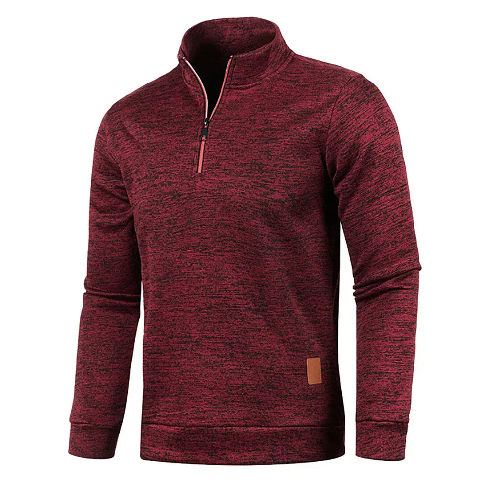 Felpa Uomo Slim Fit Mezza Zip Cotone - Vesarelli