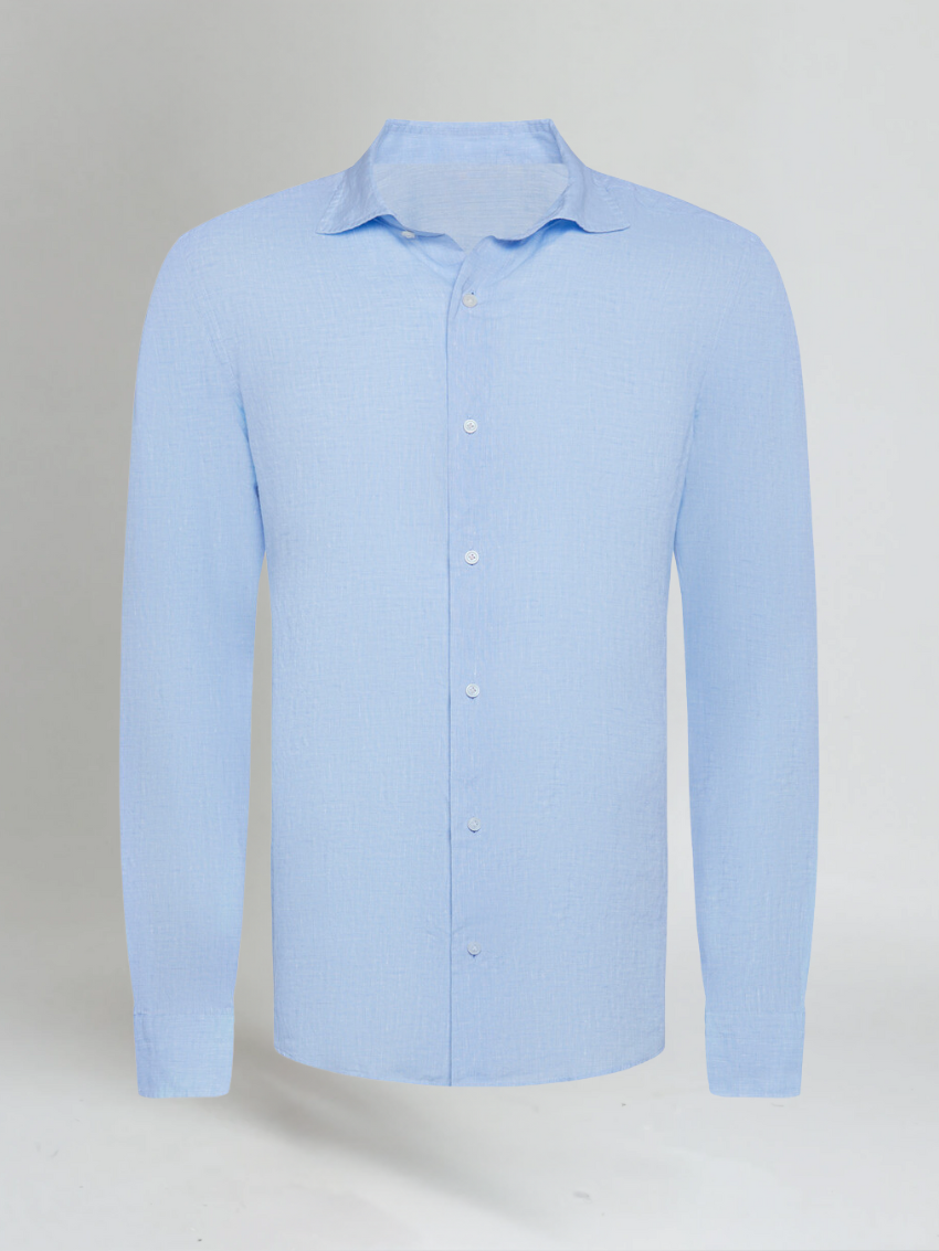 Breez | Uomo Camicia Lino Azzurra Casual