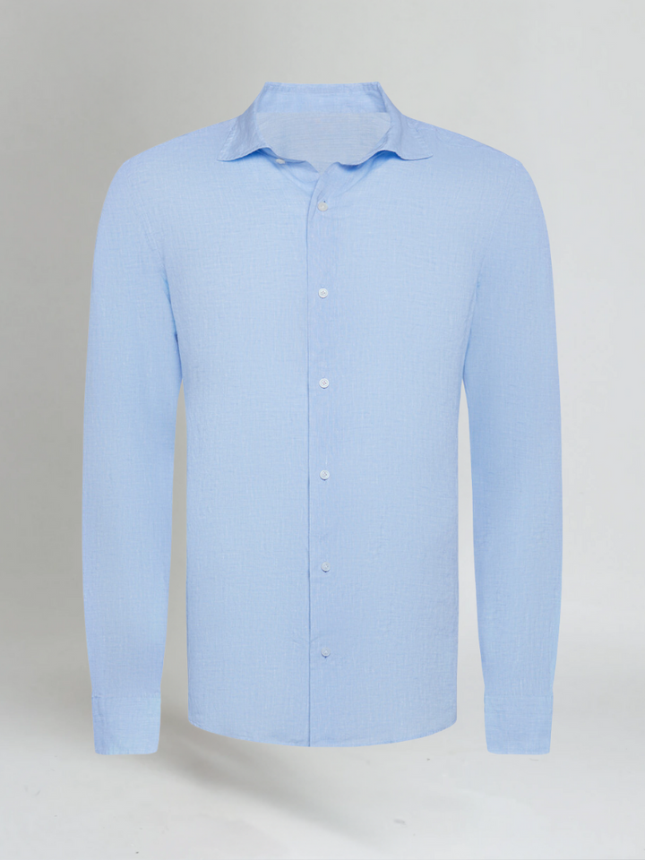 Breez | Uomo Camicia Lino Azzurra Casual