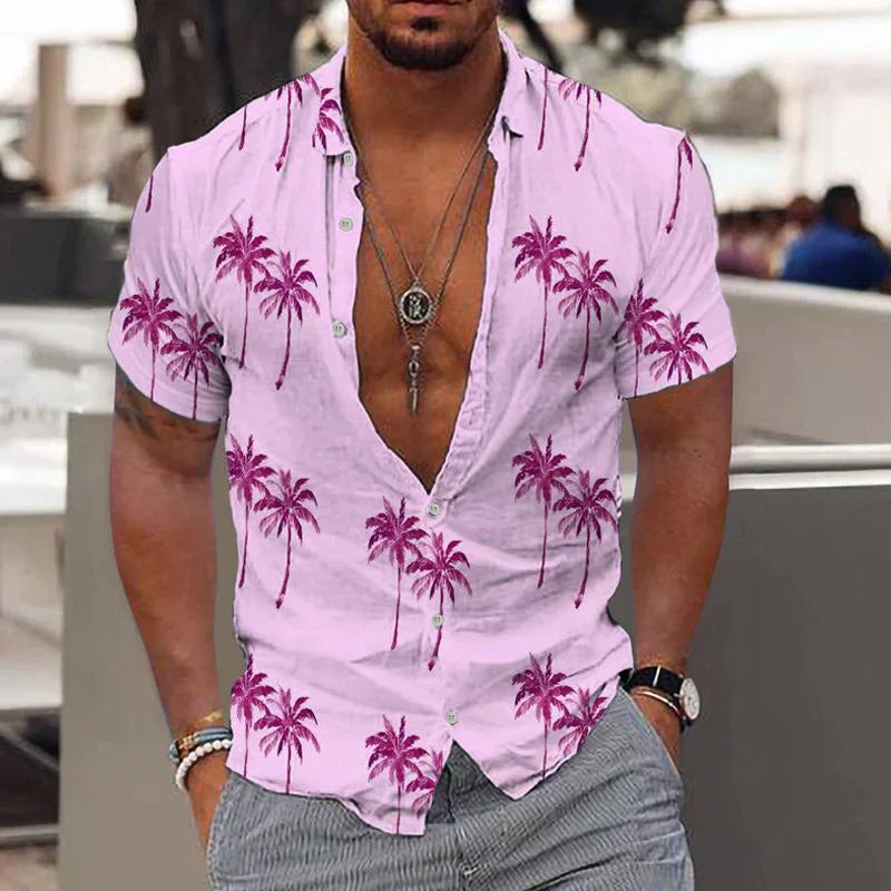 Brezza | Camicia Estiva Uomo Motivo Palme in Lino 3