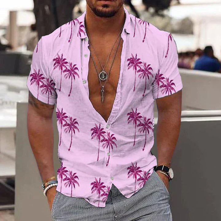 Brezza | Camicia Estiva Uomo Motivo Palme in Lino 3