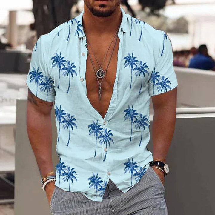 Brezza | Camicia Estiva Uomo Motivo Palme in Lino 4