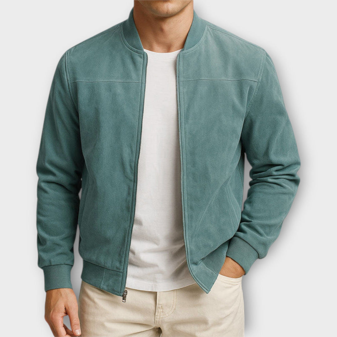 Brivo | Giacca Bomber Uomo Slim Fit Effetto Suede Polsini A Coste Marrone 2
