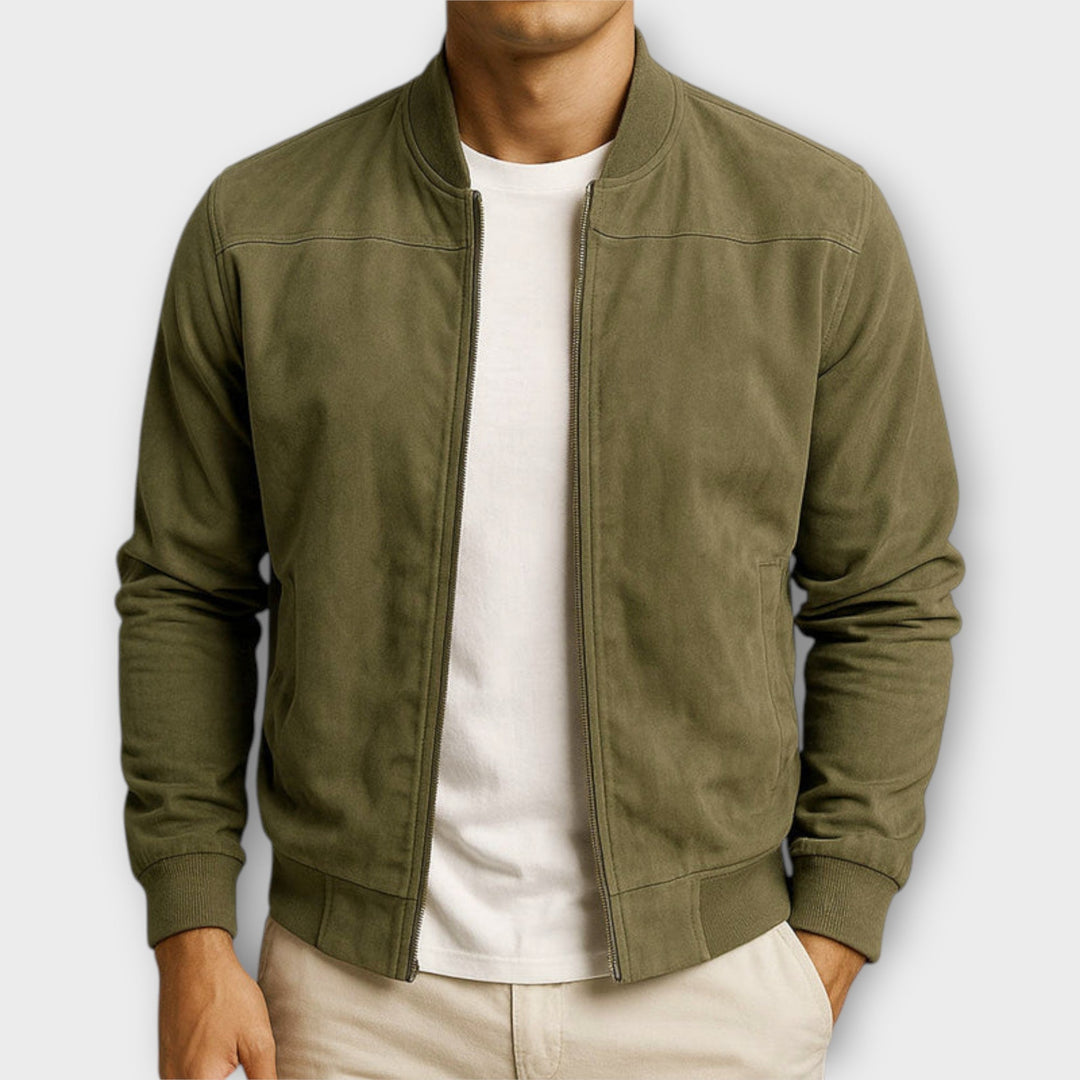 Brivo | Giacca Bomber Uomo Slim Fit Effetto Suede Polsini A Coste Marrone 3