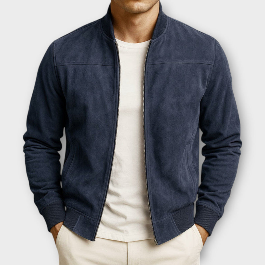 Brivo | Giacca Bomber Uomo Slim Fit Effetto Suede Polsini A Coste Marrone 4
